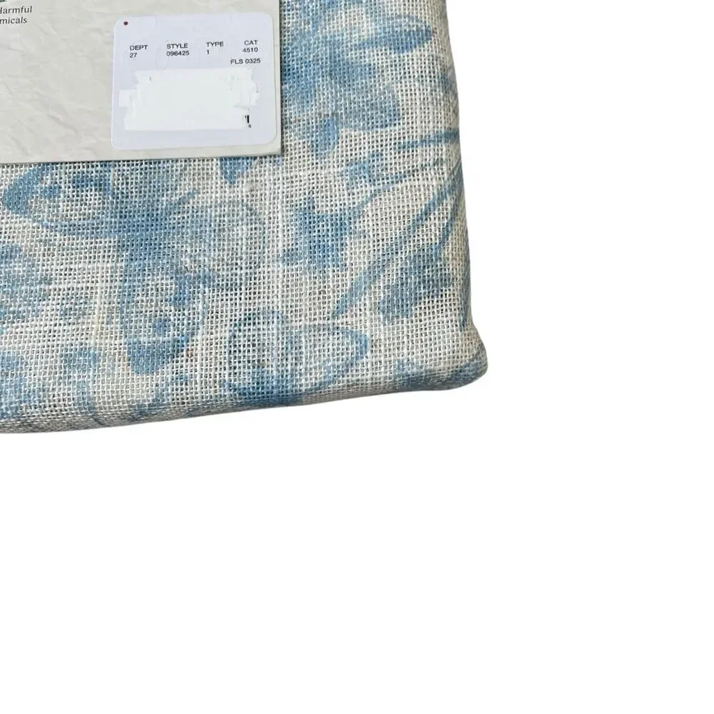 Blooming Easter Blue Bunny Rabbit Floral Tablecloth 60x120 Linen Blend NEW